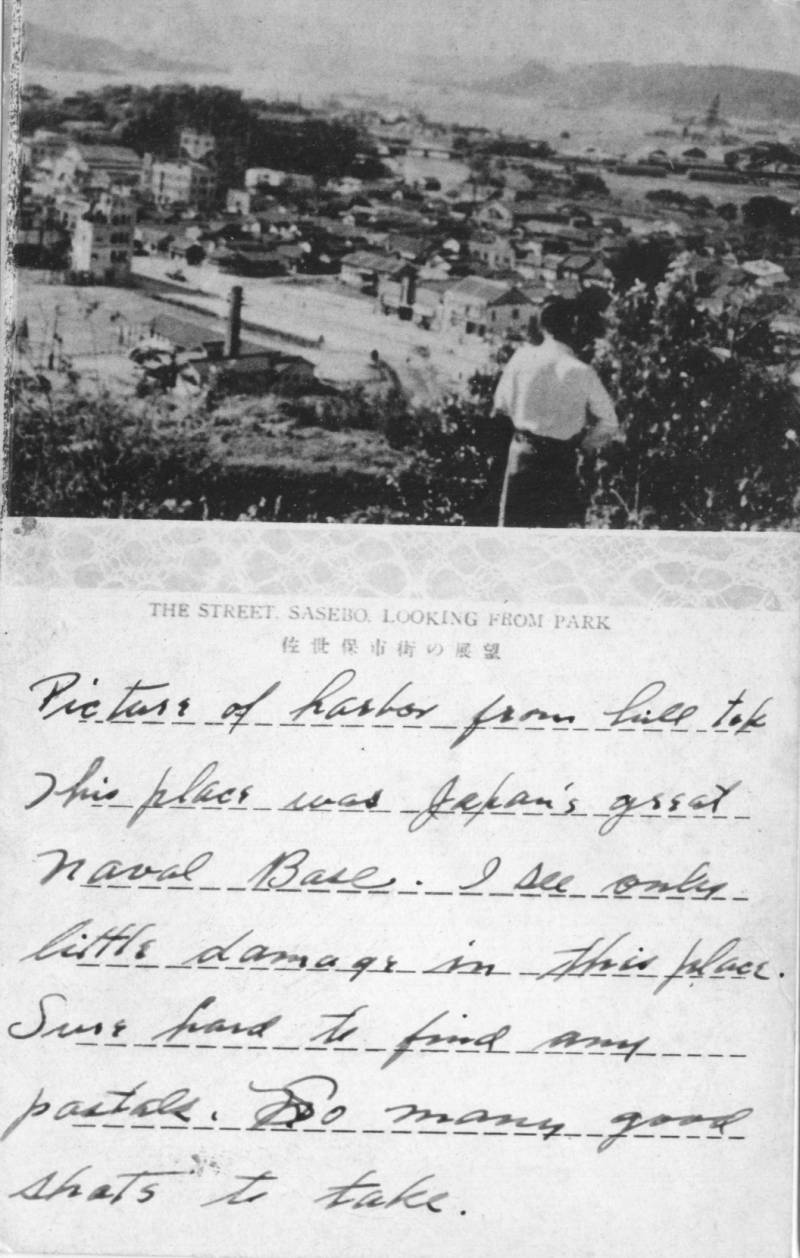Sasebo Naval base. Looks like George Vautier's writing. Nothing on back