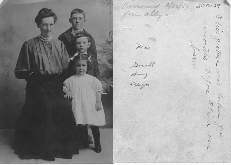 The O'Rouarks. Ellen O'Rouark, Gerald O'Rouark, Douglas O'Rouark, and Allegra O'Rouark. taken a few months before Elaine O'Rouark was born.