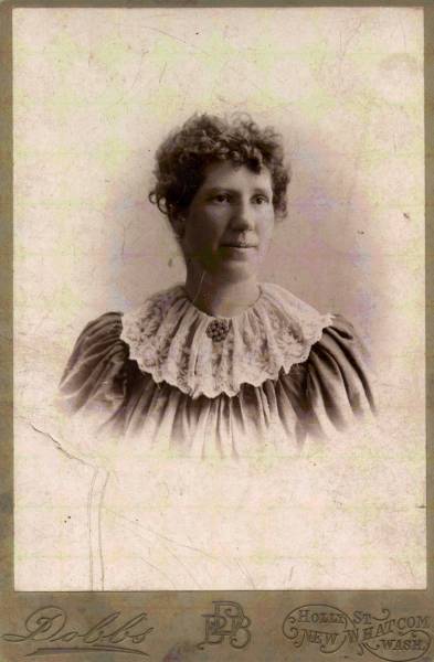 Ella Jessup Vautier (Bridget Ellen Jessop Vautier).  "Allegra Vautier" on the back. Photographer: Dobbs, Holly St., New Whatcom, Wash