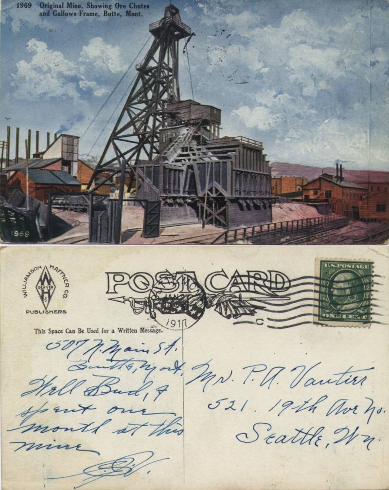 George Vautier in Montana to brother Percy in Seattle. Posted Jan 27, 1917.