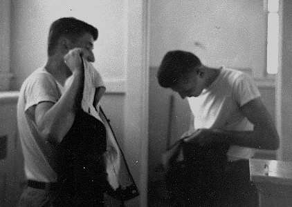 salesian junior seminary remo skagliotti finishing up a haircut.